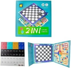 Andux 2 In 1 Magnetic Flight Chess Sets Book Style Travel Board Games Portable Chess Toys CXYXQ-04 (Flight Chess + Checkers) -Folkmanis Toys Shop 51p4 Xgyj5L. AC