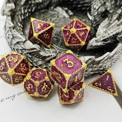 DND Dice Set D&D Metal MTG Trpg Dungeons And Dragons D20 Polyhedral Math Board Games Accessories Pathfinder Mechanical Dice Bag-Imitation Gold Purple 15 DND Dice Set D&D Metal MTG Trpg Dungeons And Dragons D20 Polyhedral Math Board Games Accessories Pathfinder Mechanical Dice Bag-Imitation Gold Purple -Folkmanis Toys Shop 51pAI7XAXIL