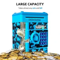 Piggy Bank For Boys Girls, Vcertcpl ATM Coin Bank Money Saving Box With Password, Kids Safe Money Jar With Auto Grab Bill Slot, Birthday Gifts Toys Bank For 6 7 8 9 10 11 12 Year Old Girls Boys -Folkmanis Toys Shop 51pDEqepsDL