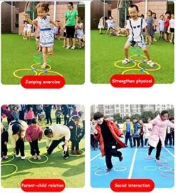 Jooley Hopscotch Ring Game-10 Set With 1 Premium Sandbag, Multi-Colored 10 Hoops And 15 Connectors For Girls And Boys Outdoor Play At The Park Or Indoor -Folkmanis Toys Shop 51pHIk2qnAL