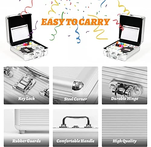 PLAYWUS Double 12 Coloured Dot Dominoes Mexican Train Game Set With Aluminum Case, 91 Tiles 9 Trains, Scoreboard, Octagon Shape Hub 7 PLAYWUS Double 12 Coloured Dot Dominoes Mexican Train Game Set With Aluminum Case, 91 Tiles 9 Trains, Scoreboard, Octagon Shape Hub - Image 5