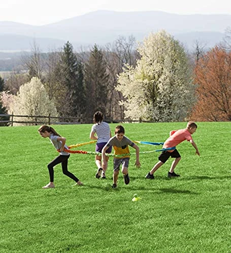 HearthSong Multi-Way Tug-of-War Game With 14 Foot Elastic Band, Four Cones And Four Balls 4 HearthSong Multi-Way Tug-of-War Game With 14 Foot Elastic Band, Four Cones And Four Balls - Image 2