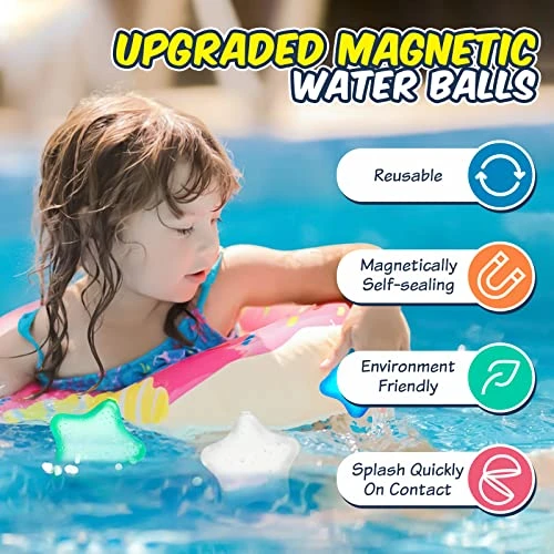 Reusable Water Balloons Quick Fill, Magnetic Water Balloons Self Sealing Refillable Water Balloons Water Toys Pool Toys For Kids Adults Water Fight Outdoor Games (24pcs Star) 4 Reusable Water Balloons Quick Fill, Magnetic Water Balloons Self Sealing Refillable Water Balloons Water Toys Pool Toys For Kids Adults Water Fight Outdoor Games (24pcs Star) - Image 2