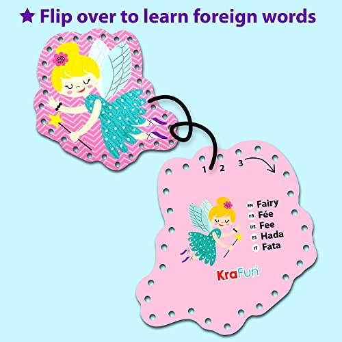 KRAFUN Beginner Unicorn My First Lacing Card Kit For Kids Arts & Crafts, 10 Easy Princess, Mermaid, Lacing Projects, Toddlers Lace Project, Fine Motor Preschool Skills Toys 6 KRAFUN Beginner Unicorn My First Lacing Card Kit For Kids Arts & Crafts, 10 Easy Princess, Mermaid, Lacing Projects, Toddlers Lace Project, Fine Motor Preschool Skills Toys - Image 4