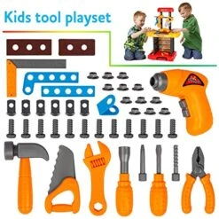 Kids Tool Bench With Electric Drill Toddler Workbench Tools Set For Kids Pretend Play Learning Toy Tool Set, Indoor & Outdoor Toys For 2 Year Old Boys Gift -Folkmanis Toys Shop 51pgEvivnQL