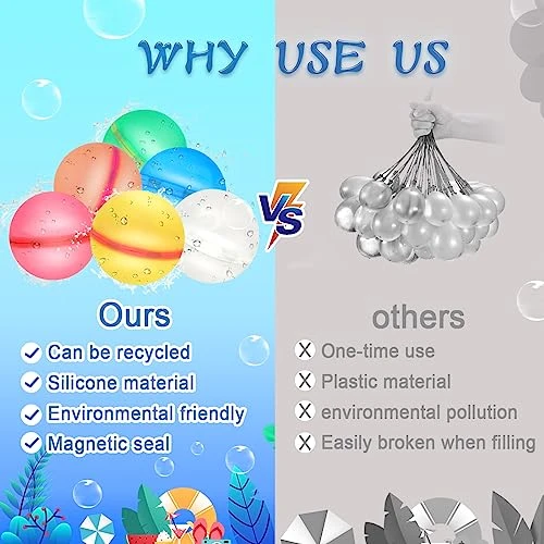 Tiwisses 12PCS Reusable Water Balloons Latex-Free Silicone Water Splash Ball Water Balloons Quick Fill Self-Sealing Water Bomb For Pool Beach Games Summer Fun Party Supplies 4 Tiwisses 12PCS Reusable Water Balloons Latex-Free Silicone Water Splash Ball Water Balloons Quick Fill Self-Sealing Water Bomb For Pool Beach Games Summer Fun Party Supplies - Image 2