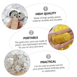 Yardwe 200pcs Christmas Coins Pirate Toy Plastic Coins Pirate Plastic Coin Favors Silver Challenge Coin Souvenir Coin Game Coins Coins Plastic Private Playset Photo -Folkmanis Toys Shop 51pxliwq4WL