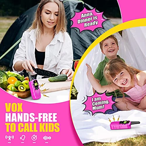 Walkie Talkies For Kids 2 Pack: Kids Birthday Gifts Toys For 3 4 5 6 7 8 9 10 Year Old Girls&Boys Pink Walkie Talkies 3 KM Long Range Kids Outdoor Camping Toys For Kids Ages 4-12 4 Walkie Talkies For Kids 2 Pack: Kids Birthday Gifts Toys For 3 4 5 6 7 8 9 10 Year Old Girls&Boys Pink Walkie Talkies 3 KM Long Range Kids Outdoor Camping Toys For Kids Ages 4-12 - Image 2