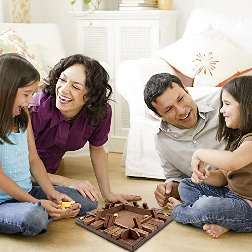 Shut The Box Game Wooden 4 Player, Classic Board Game For Kids & Adults, Educational Math Learning Toy, Table Dice Game For The Party Family Or Bar - 12 Inch With 8 Dice 6 Shut The Box Game Wooden 4 Player, Classic Board Game For Kids & Adults, Educational Math Learning Toy, Table Dice Game For The Party Family Or Bar - 12 Inch With 8 Dice - Image 4
