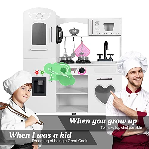 TaoHFE Kitchen Set For Kids Wooden Play Kitchen Toy Kitchen Sets For Boys Gift White Kitchen For Toddlers Kids Kitchen Playset Toys Kitchen Set For Kids Age 3+ Pretend Play With Lights & Sounds(White) 4 TaoHFE Kitchen Set For Kids Wooden Play Kitchen Toy Kitchen Sets For Boys Gift White Kitchen For Toddlers Kids Kitchen Playset Toys Kitchen Set For Kids Age 3+ Pretend Play With Lights & Sounds(White) - Image 2