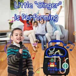 Kids Karaoke Machine For Boys Girls With 2 Microphones Bluetooth Toddler Singing Machine Portable Children Karaoke Speaker With Voice Changer For Birthday Festival Party Gift
