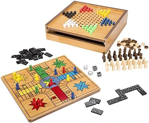 Hey! Play! 7-in-1 Classic Wooden Board Game Set – Old Fashioned Family Game Night Cards, Dice, Chess, Checkers, Backgammon, Dominoes And Cribbage (12-HY2691) 9 Hey! Play! 7-in-1 Classic Wooden Board Game Set – Old Fashioned Family Game Night Cards, Dice, Chess, Checkers, Backgammon, Dominoes And Cribbage (12-HY2691) - Image 7