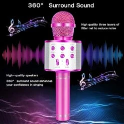 IJO Handheld Bluetooth Karaoke Microphone-Birthday Fun Singing Toys For Kids Age 3 4 5 6 7 8 9 10 Years Old Girls And Boys(Mei Red) -Folkmanis Toys Shop 51qGAbssBcL