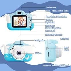 OMOTIYA Kids Camera, 1080P HD Digital Video Camcorder Camera/Upgrade Selfie Camera With Dog Soft Silicone Cover, For Boys/Girls Age 3-12, Birthday Gifts With 32GB TF Card Blue -Folkmanis Toys Shop 51qLndwFRxL