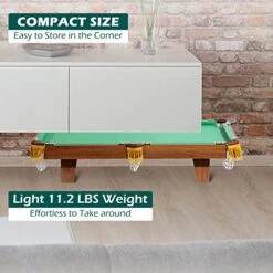 RayChee 36in Mini Tabletop Pool Set Portable Billiards Game, Includes Game Balls, Sticks, Chalk, Brush And Triangle For The Family, Office, Party -Folkmanis Toys Shop 51qSEcONPRL