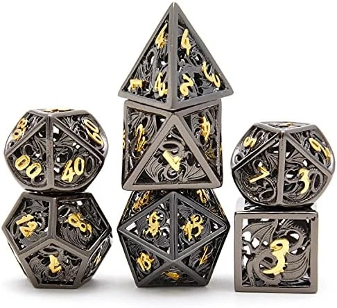 Hollow Metal DND Game Dice Dragon Design Ancient Iron 7Pcs Set For Dungeons And Dragons RPG MTG Table Games D&D Pathfinder Shadowrun And Math Teaching (with Metal Case) 10 Hollow Metal DND Game Dice Dragon Design Ancient Iron 7Pcs Set For Dungeons And Dragons RPG MTG Table Games D&D Pathfinder Shadowrun And Math Teaching (with Metal Case) - Image 8