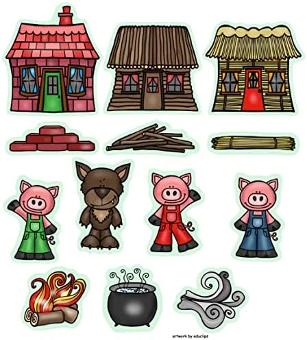 Three Little Pigs Story Set Flannel Felt Board Figures 14 Pieces PRECUT Plus Activity Pages Preschool Toddlers (Medium) 6 Three Little Pigs Story Set Flannel Felt Board Figures 14 Pieces PRECUT Plus Activity Pages Preschool Toddlers (Medium) - Image 4