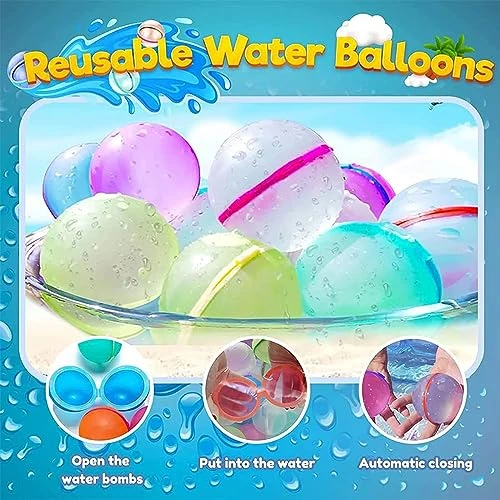URMONA Reusable Water Balloons For Kids Adults, 6 PCS Summer Beach Party Water Ball, Outdoor Water Toys Foar Trampoline, Backyard And Inflatable Pool Game 3 URMONA Reusable Water Balloons For Kids Adults, 6 PCS Summer Beach Party Water Ball, Outdoor Water Toys Foar Trampoline, Backyard And Inflatable Pool Game