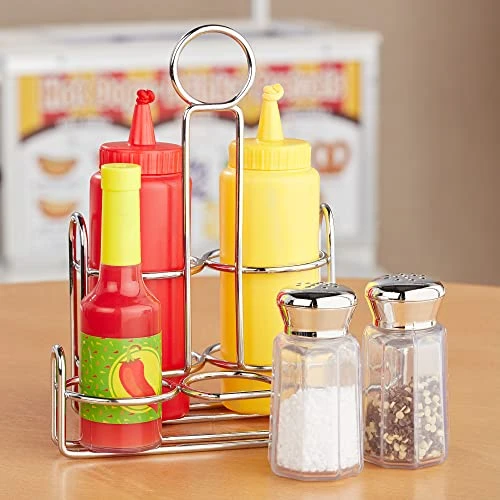 Melissa & Doug Condiments Set (6 Pcs) - Play Food, Stainless Steel Caddy 4 Melissa & Doug Condiments Set (6 Pcs) - Play Food, Stainless Steel Caddy - Image 2