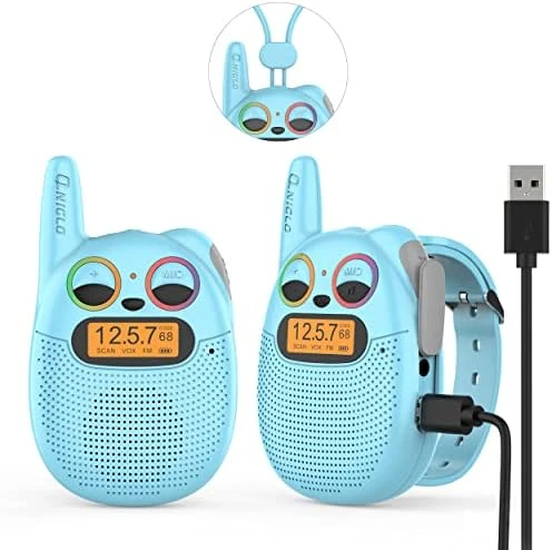 Qniglo Kids Walkie Talkies Rechargeable 3 Pack, Walkie Talkies For Kids With FM VOX Hands-Free Walki Talki With Watch Band & Lanyard For Outdoor Camping Games, Toys Gifts For 3-12 Years Old Boys Girls 14 Qniglo Kids Walkie Talkies Rechargeable 3 Pack, Walkie Talkies For Kids With FM VOX Hands-Free Walki Talki With Watch Band & Lanyard For Outdoor Camping Games, Toys Gifts For 3-12 Years Old Boys Girls - Image 12
