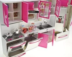 PowerTRC My Modern Kitchen 32 Full Deluxe Kit | Battery Operated | Toy Doll Kitchen Playset W/ Lights, Sounds | Perfect For Use With 11-12" Tall Dolls | Stove And Dishwasher -Folkmanis Toys Shop 51qy405AhlL