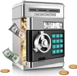 SHOMOTE Kids Piggy Bank, Auto Scroll Paper Money Bank, Electronic ATM Machine With Safe Password, Coin Bank, Gifts Toys For 3 4 5 6 7 8 9 10 Years Old Boys Girls (Blue) -Folkmanis Toys Shop 51r wHeXgS. AC 1