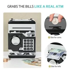 ATM Piggy Bank For Boys Girls, Vcertcpl Mini ATM Coin Bank Money Saving Box With Password, Kids Safe Money Jar For Adults With Auto Grab Bill Slot, Great Gift Toy Bank For Kids(Camouflage Gray) -Folkmanis Toys Shop 51rFOGtkONL
