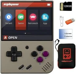 Miyoo Mini Plus Handheld Game Console 3.5 Inch Classic System Retro Video Games Consoles Portable Rechargeable Hand Held 64G With Case (Black) -Folkmanis Toys Shop 51rSCsuFDpL. AC