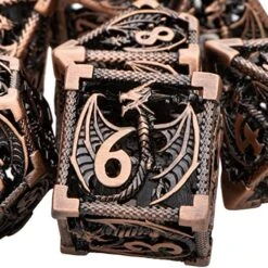 ARUOHHA DND Metal Dice Set 7PCS Hollow D&D Dice With Box, Dungeons And Dragons RPG Polyhedral Dice D+D Role Playing Games D And D Dice Set D20 D12 D10 D8 D6 D4