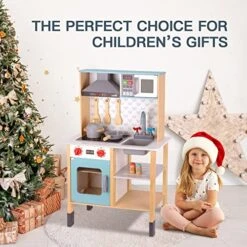 OOOK Wooden Play Kitchen Toddler 1-3,Kids Kitchen Playset With Real Light & Sound, Removable Sink, Microwave, Range Hood, Stove, Oven, Toddler Kitchen Sets For Kids Gift Age 3+… -Folkmanis Toys Shop 51rfcPjW0fL