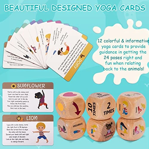 Garybank Kids Yoga Wooden Dice With Yoga Cards, Fun Exercise Dice For Kids Workout Equipment, Workout Dice Game For Kids Solo Or Group, 12 Yoga Cards For Kids With Wooden Gift Boxes, Yoga For Kids 6 Garybank Kids Yoga Wooden Dice With Yoga Cards, Fun Exercise Dice For Kids Workout Equipment, Workout Dice Game For Kids Solo Or Group, 12 Yoga Cards For Kids With Wooden Gift Boxes, Yoga For Kids - Image 4