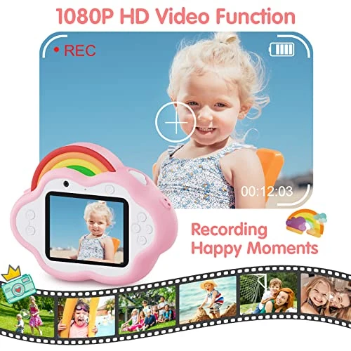 Selvim Upgrade Kids Selfie Camera, Christmas Birthday Gifts For Boys&Girls Age 3-9, HD Kids Digital Video Rainbow Camera For Toddler, Girl Toys Gifts For 3 4 5 6 7 8 Year Old With 32GB Card 6 Selvim Upgrade Kids Selfie Camera, Christmas Birthday Gifts For Boys&Girls Age 3-9, HD Kids Digital Video Rainbow Camera For Toddler, Girl Toys Gifts For 3 4 5 6 7 8 Year Old With 32GB Card - Image 4