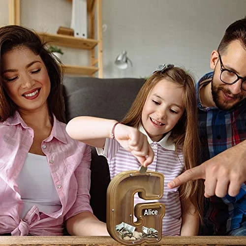 AORCMITN Large Wooden Letter Coin Personalized Piggy Bank For Boys Girls Kids Toddler Adults Money Bank Best Gift For Friends (9.2 Inch-J) 6 AORCMITN Large Wooden Letter Coin Personalized Piggy Bank For Boys Girls Kids Toddler Adults Money Bank Best Gift For Friends (9.2 Inch-J) - Image 4