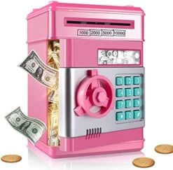 SHOMOTE Kids Piggy Bank, Auto Scroll Paper Money Bank, Electronic ATM Machine With Safe Password, Coin Bank, Gifts Toys For 3 4 5 6 7 8 9 10 Years Old Boys Girls (Blue) -Folkmanis Toys Shop 51ruNxrZKYS. AC 1
