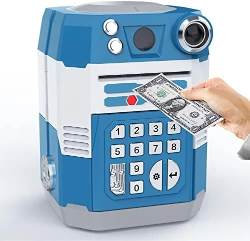 SHOMOTE Piggy Bank, Toys Gifts For Boys Girls Age 4 Up, Kids Money Safe Savings Coin Bank ATM, Blue 11 SHOMOTE Piggy Bank, Toys Gifts For Boys Girls Age 4 Up, Kids Money Safe Savings Coin Bank ATM, Blue - Image 9