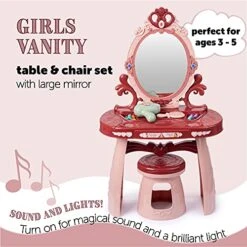 Vanity For Little Girls | Kids Makeup Vanity | Play Vanity Sets For Girls | Toddler Makeup Vanity | Vanity Set For Little Girls | Makeup Table For Girls | Girls Play Vanity For 3, 4, & 5 Year Old 10 Vanity For Little Girls | Kids Makeup Vanity | Play Vanity Sets For Girls | Toddler Makeup Vanity | Vanity Set For Little Girls | Makeup Table For Girls | Girls Play Vanity For 3, 4, & 5 Year Old -Folkmanis Toys Shop 51rxmdbTshS
