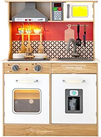 HONEY JOY Kids Kitchen Playset, Pretend Play Kitchen For Toddlers, Removable Sink, Microwave, Cookware, Large Storage Cabinet, Wooden Little Chef Toy Kitchen Set, Gift For Boys Girls 3+ (Gray) 9 HONEY JOY Kids Kitchen Playset, Pretend Play Kitchen For Toddlers, Removable Sink, Microwave, Cookware, Large Storage Cabinet, Wooden Little Chef Toy Kitchen Set, Gift For Boys Girls 3+ (Gray) - Image 7