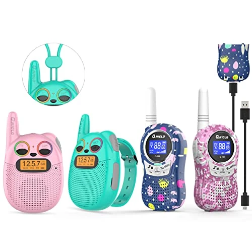 Qniglo Walkie Talkies For Kids Rechargeable, Kids Toys For 3-14 Year Old Girls Gifts,Kids Walky Talky With FM For Outdoor Camping Games,Christmas Birthday Gift For 5 6 7 8 9 10 Year Old Teens Toddlers 3 Qniglo Walkie Talkies For Kids Rechargeable, Kids Toys For 3-14 Year Old Girls Gifts,Kids Walky Talky With FM For Outdoor Camping Games,Christmas Birthday Gift For 5 6 7 8 9 10 Year Old Teens Toddlers