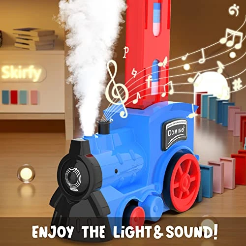 Skirfy Domino Train,200 Pcs Dominoes For Kids With Steam,Light & Sound, Automatic Domino Train Toy With Storage Bag,Train Domino Stacker,Creative Birthday Gifts For Boys And Girls Age 3-6 6 Skirfy Domino Train,200 Pcs Dominoes For Kids With Steam,Light & Sound, Automatic Domino Train Toy With Storage Bag,Train Domino Stacker,Creative Birthday Gifts For Boys And Girls Age 3-6 - Image 4