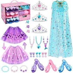 Princess Dress Up Shoes And Jewelry Boutique -Girls Pretend Play Set W Cloak & Tutu Skirt, 3 Pairs Princess Shoes Pretend Jewelry Accessories Girls Toddlers Beauty Birthday Gifts Princess Toys Years3+ -Folkmanis Toys Shop 51sCLD0y3GL. AC