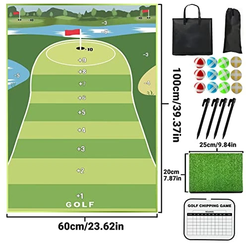 Golf Chipping Game Mat - Indoor Outdoor Golf Games For Adults With Chipping Mat,12 Sticky Balls, 4 Ground Stakes, Score Card, And 2 Storage Bags-Golf Game For Home Backyard Office (New-A) 5 Golf Chipping Game Mat - Indoor Outdoor Golf Games For Adults With Chipping Mat,12 Sticky Balls, 4 Ground Stakes, Score Card, And 2 Storage Bags-Golf Game For Home Backyard Office (New-A) - Image 3