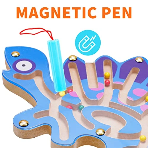NiToy 3-Pack Wooden Magnetic Maze Toys For Kids 3+, Dinosaur Interactive Puzzle Game Boards Montessori Labyrinth STEM Activity Child Fine Motor Skill Development Preschool Birthday Gifts (3 Dinosaurs) 5 NiToy 3-Pack Wooden Magnetic Maze Toys For Kids 3+, Dinosaur Interactive Puzzle Game Boards Montessori Labyrinth STEM Activity Child Fine Motor Skill Development Preschool Birthday Gifts (3 Dinosaurs) - Image 3
