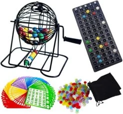 Yuanhe Deluxe Bingo Game Set With 6 Inch Metal Round Cage, 75 Colored Bingo Balls, 50 Bingo Cards, 300 Mix Bingo Chips And Bingo Master Board For Large Groups, Parties 16 Yuanhe Deluxe Bingo Game Set With 6 Inch Metal Round Cage, 75 Colored Bingo Balls, 50 Bingo Cards, 300 Mix Bingo Chips And Bingo Master Board For Large Groups, Parties -Folkmanis Toys Shop 51sLNdw8pKL. AC
