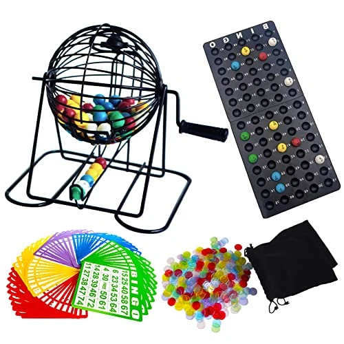 Yuanhe Deluxe Bingo Game Set With 6 Inch Metal Round Cage, 75 Colored Bingo Balls, 50 Bingo Cards, 300 Mix Bingo Chips And Bingo Master Board For Large Groups, Parties 3 Yuanhe Deluxe Bingo Game Set With 6 Inch Metal Round Cage, 75 Colored Bingo Balls, 50 Bingo Cards, 300 Mix Bingo Chips And Bingo Master Board For Large Groups, Parties
