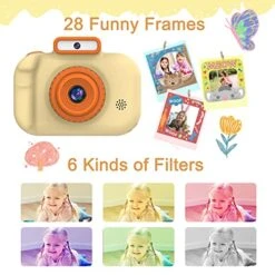 Upgrade Kids Camera, Birthday Gifts For Boys And Girls 3 4 5 6 7 8 9 Year Old, Full HD Video Digital Camera For Kids Toddler Teens, Children Portable Toys Camera With 32GB SD Card -Beige -Folkmanis Toys Shop 51sNbBSVhrL