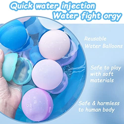 Reusable Water Balloons, 24 PCS Water Balloons, Water Balloons Quick Fill, Silicone Water Balloons, Used For Water Fight Game, Summer Fun Party Toys 5 Reusable Water Balloons, 24 PCS Water Balloons, Water Balloons Quick Fill, Silicone Water Balloons, Used For Water Fight Game, Summer Fun Party Toys - Image 3