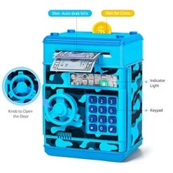 Piggy Bank For Boys Girls, Vcertcpl ATM Coin Bank Money Saving Box With Password, Kids Safe Money Jar With Auto Grab Bill Slot, Birthday Gifts Toys Bank For 6 7 8 9 10 11 12 Year Old Girls Boys -Folkmanis Toys Shop 51sWq6BeMBL