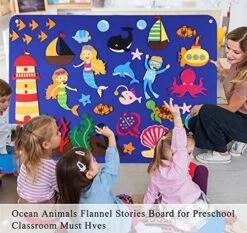 Craftstory 41 Pcs Ocean Animals Felt Board For Toddlers 3.5 Ft Under The Sea Flannel Stories Marine Figures Shark Octopus Mermaid Crafts Teaching Aid Wall Activity Interactive Play Kits -Folkmanis Toys Shop 51sXGunQyrL