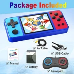 Great Boy Handheld Game Console For Kids Preloaded 270 Classic Retro Games With 3.0'' Color Display And Gamepad Rechargeable Arcade Gaming Player (Blue) -Folkmanis Toys Shop 51sb3GufpAL