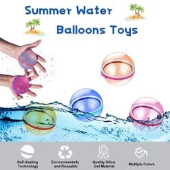 Water Balloons Reusable Outdoor Water Toys, Summer Fun For 7 8 9 10 Years Old Kids Outside Water Balls Toys, Water Games Self Sealing Quick Fill Water Balloons For Backyard For Swimming Pool - (6PCS) -Folkmanis Toys Shop 51sgHiNYTAL